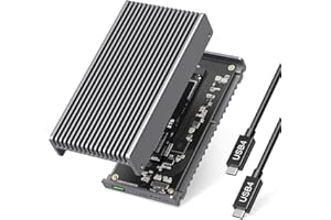 GEWOKLIY Geräuschloses 40 Gbit/s M.2 NVMe Gehäuse, USB C Aluminium externes SSD-Gehäuse, kompatibel mit Thunderbolt4/3 8 TB SSD-Adapter, PCIe Gen4 M.2 SSD-Reader, passend für 2280/2260/2242/2230 mm