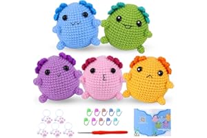 BoloShine Amigurumi Kit Principianti Animali, Crochet Kit Peluche Set Uncinetto Completo con Yarn Crochet, DIY Portachiavi con Video Tutorial e Istruzioni-Salamandra