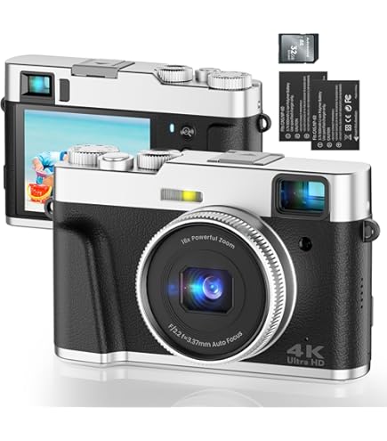Digitale Camera, Draagbare 4K-autofocuscamera Met 32G SD-kaart HD 48MP 16x Zoom Vlogcamera Voor