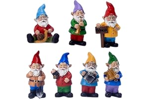 Eteslot 7 Statue di Nani da Giardino, Divertente Mini Gnomo da Giardino Fata Kit da Giardino, Statue di Fate da Giardino e Figurine per Esterni (Piccolo)