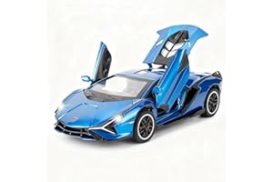 TGRCM-CZ 1/32 Scale Lamborghini Sián FKP37 Car Model Toy, Sound and Light Pull Back Car Zinc Alloy Casting Toys for Kids Boy Girl Gift (Blue)