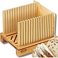 Bamboo Bread Slicer for Homemade Bread - Adjustable Slice Width Bread Slicing Guides with Sturdy Wooden Cutting Board - Compa