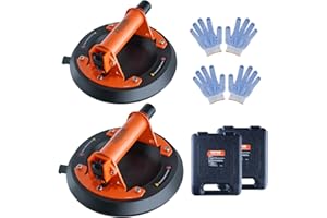 VEVOR 2er Set Saugheber aus NBR Glasheber φ203mm Vakuumheber Belastbarkeit 99-278kg Glassauger Betriebstemperatur -20-60℃ Plattenheber Vakuum Saugnapf mit ABS-Griff inkl. Aufbewahrungsbox Handschuhe