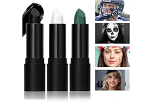 JasCherry Lot de 3 bâtons noirs pour les yeux , couleurs de peinture pour football baseball crosse, noir blanc vert Eyeblack Stick pour clown squelette Halloween maquillage cosplay fête