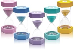 DREAM HORSEX Sand Timer Set, Sandglass Set for Children, Shower timer, Hourglass, 3/5/10/20/30 Minutes 5 Colors, Glass Timer, Classroom Games, Home Kitchen, Office