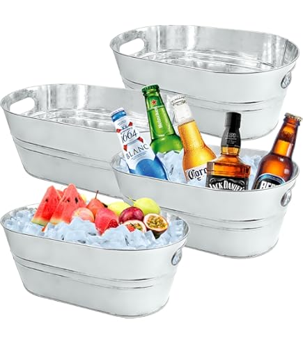 Bacinella In Zinco Per Ghiaccio E Bibite - Capacità 24 Litri, Con Manici