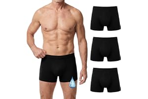 LOFIR Inkontinensunderkläder för herrar: Tvättbara bomullsboxershorts läckagesäkra – 150 ml absorberande skyddsinlägg återanvändbara för nattskydd äldre urinkänsliga 3-pack svart XL