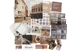 UGBO Pegatinas Adhesivas Material Scrapbooking Vintage Papel Decorativo Stickers Bullet Journal Escrito Etiquetas para Manualidades DIY Álbumes de Recortes Decoración 64pcs