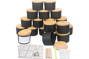 MILIVIXAY 20 pezzi 118 ml barattoli di vetro per candele opachi neri con coperchio e kit per la produzione di candele – Confezione grande con apertura larga, piccoli barattoli per candele vuoti per la