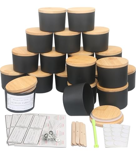 Confezione da 6 barattoli di candela in vetro ambrato smerigliato da 6 once con coperchio in bambù per fare candele, contenore per candele pulo vuoto sfuso lavabile in lavastoviglie  15
