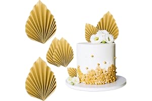 BETESSIN 4pz Topper Torta Foglie Cake Topper per Torta in Carta Foglie di Palma Cake Topper Foglie per Decorazione Torta Compleanno Matrimonio Comunione Festa Oro (2 Misure)