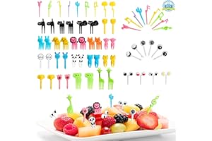 LIANGDIAN 82 Pezzi Mini Forchette da Frutta per Bambini Carino Animale Picks Frutta Forchette Cartoon Cibo Stuzzicadenti Adulti Riutilizzabili Forchette Animali per Torta di Frutta Dessert Pasticcini/Picnic