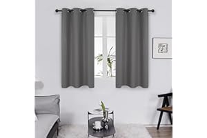 Deconovo Eyelet Curtains, Super Soft Blackout Curtains, Thermal Insulated Room Darkening Drapes for Living Room, W39 x L51 Inch, Light Grey, 2 Panels