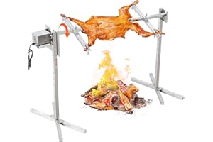 VEVOR Griglia per Barbecue Commerciale con Motore Elettrico 52 W, Girarrosto Inox per Maiale, Agnello, Arrosto - Carico Massimo 60 kg