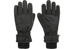 QKURT Gants de Ski pour Enfants garçons, Gants imperméables d'hiver Gants Chauds en Polaire Gants de Snowboard Anti-Neige Gants Thermiques isolés Gants pour Temps Froid