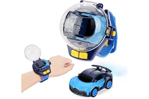 Augot Juguetes de Reloj de Coche Teledirigido con Luz LED, 2.4GHz Aleación Coches Teledirigidos para Niños 3+ Años Mini Juguetes Niños Coche RC Juegos de Carrera Regalos para Niños Niñas (Azul)