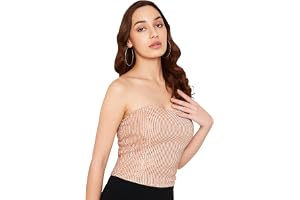 MARTINI Women Crop Top | Sequin | Corset | Backless | Stylish Western Crop Top | Clubwear (Beige, Size : XS-XL)