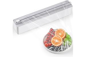 Quasziwa Derouleur Film Alimentaire avec Coupeur - Magnétique et Murale sans Percer, Distributeur Papier Aluminium et Film - Organisateur de Cuisine Gain de Place - Rouleaux Jusqu'à 31cm, Blanc