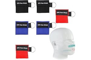 BANJIABB 6 mascherine respiratorie di primo soccorso, maschera di respirazione, sacchetto di ventilazione, protezione da bocca a bocca, respiratore, portachiavi, maschera per il primo soccorso o allenamento