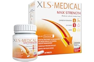 XLS Medical Max Strength Tablets - Reduce Calorie Intake from Carbohydrates, Sugars and Fats - Weight Loss Aid - 40 Tablets, 10 Days Treatment