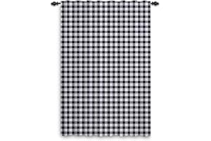 ‎GGAIMWF ggaimwf Karierte Vorhänge Schwarz Weiß Gingham Vorhänge für Wohnzimmer Bauernhaus Klassisch Vorhänge Fensterbehandlungen Schlafzimmer Kinderzimmer Innen Tür Rückenschlaufe Vorhang 135x245cm 1 Panel