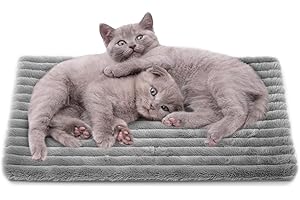 NWK Fluffy Self Warming Cat Mat, Heated Cat Blanket, Thermal Dog Mat, Washable, Non-Slip Bottom for Sofa & Crate & Kennel & Car Seat (Misty Grey, Medium (68cm X 47.5cm X 1.8cm))