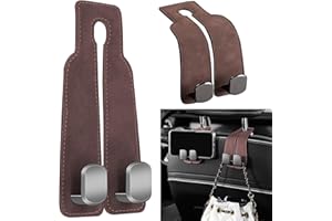 KICDER 2Pcs Car Hooks, Car Seat Hooks, Car Headrest Hook, Purse Hook for Car, Double Car Seat Hooks for Headrest, Convenient Headrest Hooks for Car for Handbags(Brown)
