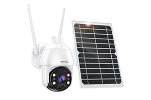 Ankway Solar Security Camera with 8W Solar Powered Panel, 2K Wireless Outdoor Cameras with Smart App, Color Night Vision, 360° PTZ WiFi Camera, IP66 Waterproof, AI Detection, 2-Way Talk