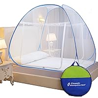 Classic Mosquito Net, Polyester, Foldable for Double Bed, Strong 30GSM, PVC Coated Steel - King Size, Blue