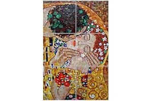 Napolamp Quadro Mosaico di 6 mattonella in Ceramica di cm. 20x20 con Stampa Quadro di Klimt. Misura Mosaico cm. 40x60
