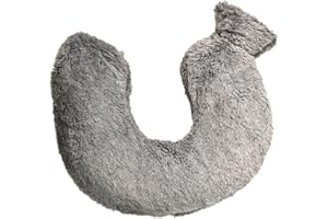 CALINDOO - Bouillotte Eau Chaude En Caoutchouc Naturel - Bouillotte Cou Avec Sa Housse Premium - Conçue Dans Un Moule Unique CALINDOO - Bouchon Hermétique - Housse Gris Clair - 800 mL