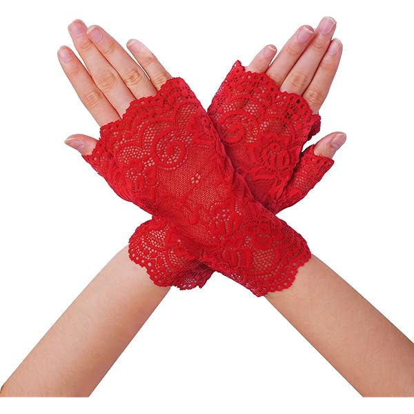 Guanti Lunghi In Pizzo Floreale 50cm | Elasticizzati Per Matrimoni E Feste - Bianco - Foto 10