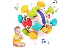 BelleStyle Giochi Sonaglio Dentizione Del Neonato 0 3 6 9 12 Mesi, Gioco per Bambini a Forma di Palla da Afferrare, Giocattoli Sensoriali Silicone per la Dentizione Montessori Regalo per 3 a 18 Mesi