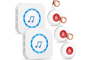 ChunHee Wireless Pulsante Chiamata Emergenza/Cercapersone per Anziani/Pulsante Emergenza per Anziani/Sistema Assistenza per Pazienti Ricezioner di 55 Tipi Musica 4 Tipi Volume
