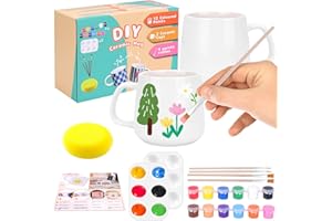Hysagtek Keramik Bemalen Set - Tassen Bemalen Set, DIY Set Erwachsene Enthält Tassen, Farben, Pinsel, Anleitung zum Malen, Kreatives Geschenk für Geburtstag, Weihnachten, Halloween