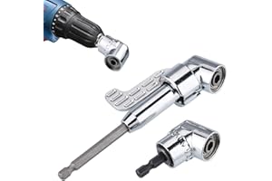 JIZZU 2PCS 105° 1/4 Pouce Adaptateur pour Perceuse à Angle Droit avec Tournevis à Tige Hexagonal Perceuse de Extension, Support de Bit, Tournevis à Angle Droit Attaché au Support de Bit Magnétique