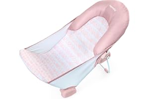 Ingenuity Foldaway 2-Position Bather, 2-Position Adjustable Support Baby Bath seat for Sink or Bathtub, Ages 0-6 Months, up to 20 pounds, Pink
