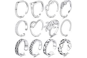 Rajnard Toe Ring Knuckle Ring Surgical Steel Adjustable Band Ring Flower Finger Joint Rings for Women Girls Silver/Rosegold 2Pcs Set