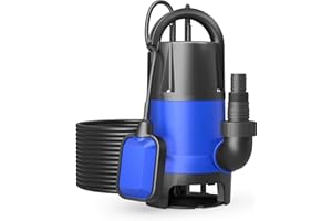 Wiltec Pompe électrique pour eaux sales – Submersible – 1100 W / 15000 l/h – Refoulement max. 9 m – avec Flotteur – Particules jusqu’à Ø 35 mm – Arrosage Irrigation Jardinage Évacuation Drainage