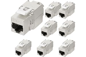 OFFCUP 8pcs RJ45 Coupler, 10Gbps Cat7 Unshielded Keystone Jack, Aluminum Female to Female Straight In-Line Ethernet Module, Degree Toolless Ethernet Connector