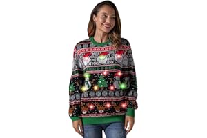 U LOOK UGLY TODAY Unisex Women's LED Christmas Jumper Light Up Novelty Rudolph Santa Reindeer Long Sleeve Xmas Tree Men's Sweater