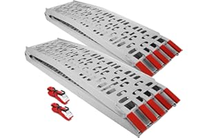 Wiltec Lot de 2X Rampe de Chargement Pliable 2260 x 295 mm – capacité de Charge Max. 820 kg – Profil à Trous – en Aluminium – Rampe d'accès Utilitaire Moto ATV Quad remorque