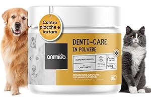 ANIMIGO Pulizia Denti Cane e Gatto 350g in Polvere con Dosatore, Antiplacca e Antitartaro, Comoda Alternativa al Dentifricio per Cani Senza Risciacquo per Alitosi Gatto Cane, Sciogli Tartaro per Cani e Gatti