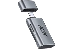 acer USB C SD Kartenleser 312MB/S, UHS-II Kleines SD 4.0 Card Reader aus Aluminium, Micro SD/TF Speicherkartenleser Adapter für iPhone 15/16 Serie, Galaxy S24, iPad Pro,MacBook Pro,Surface Pro usw.