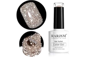 RARJSM Reflective Glitter Gel Polish,Flash Dimond Nude Brown Gel Nail Polish Sparkly Shiny Gel Nail Art UV LED Curing Need Nail Gel for Manicure DIY and Nail Salon 7.5ML for Nail Art