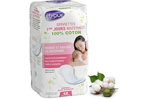RUSEPIN UNYQUE Compresas Maternidad de Algodon Puro 100% Hipoalergénicas - Previene Infecciones de la Sutura Posparto - Suavidad Extrema Super Acolchadas Desechables y Absorbentes - 12 Unidades