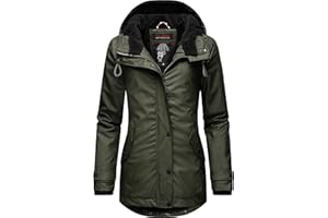 Navahoo Damska kurtka zimowa, krótka kurtka przeciwdeszczowa, wodoszczelna, ciepła podszewka, z kapturem, Lindraa, XS-3XL