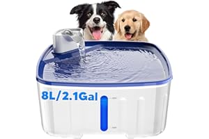 Kittyspout Fontaine à Eau pour Chien, 8L Fontaine Chat/Grand Chien avec Fenêtre de Visualisation, Pompe Ultra-silencieuse, Filtre à 4 Couches pour Garder l'eau Propre, sans BPA