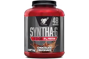 BSN Nutrition Protein Powder Syntha 6 Edge Low Carb and Sugar Whey Protein Shake with Whey Protein Isolate and BCAAs, Muscle Gain Powder, Chocolate Milkshake Flavour, 48 Servings, 1.87 kg