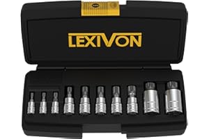 LEXIVON Coffret Douille Torx Male | douille 12 pans XZN en acier S2 premium | Set de 10 pièces M4 à M18 avec Coffret Torx de rangement (LX-145)